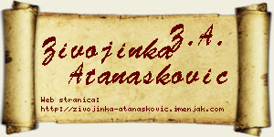 Živojinka Atanasković vizit kartica